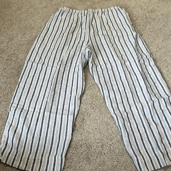Chicos Striped Crop Linen Pull On Pants size Large (2) - Picture 5 of 5
